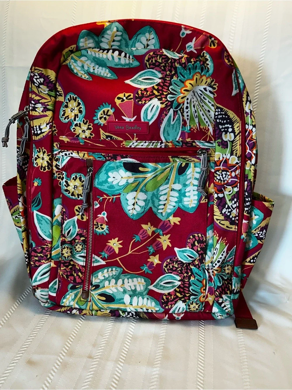 Vera Bradley Lighten Up Grand Backpack Rumba Botanical Bag Red Green Teal Purple